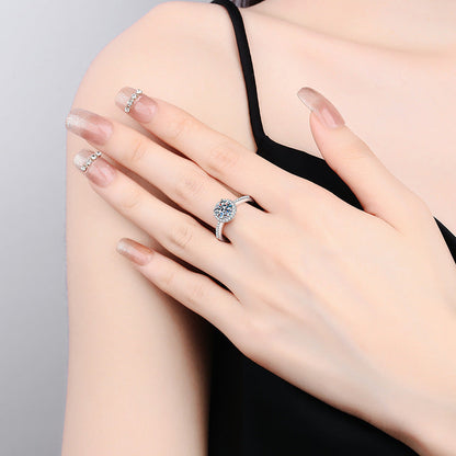 [Saipan]RADIANT ROUND HALO MOISSANITE ENGAGEMENT RING