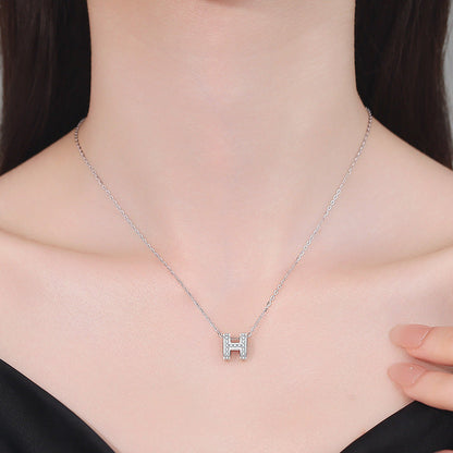 [Saipan]FULL-PAVE "H" MOISSANITE PENDANT NECKLACE