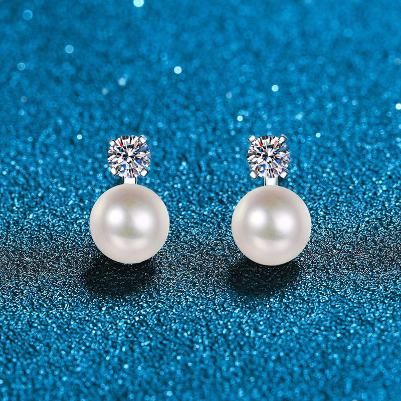 [Saipan]ELEGANT NATURAL PEARL & MOISSANITE DROP EARRINGS