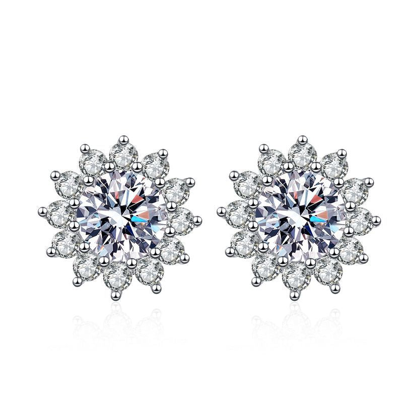 [Saipan]BLOOMING SUNFLOWER MOISSANITE STUD EARRINGS