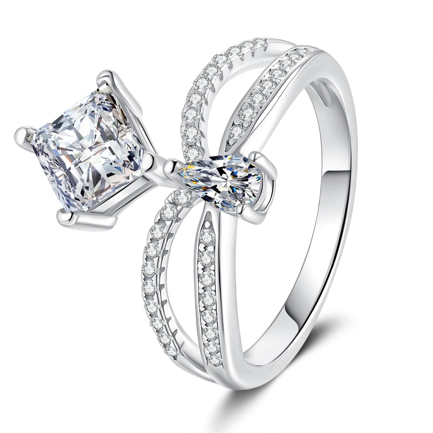 [Saipan]ELEGANT DOUBLE-TWISTED MOISSANITE RING