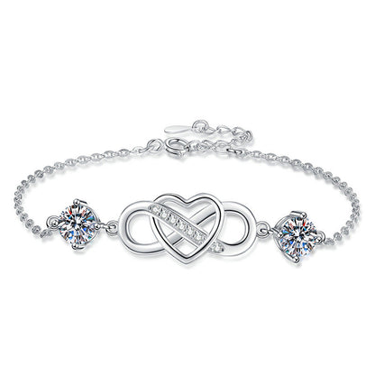 [Saipan]DOUBLE-STONE "LOVE LINK" MOISSANITE BRACELET