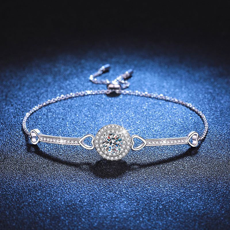 [Saipan]INTERLOCKING HEART & CIRCLE MOISSANITE BRACELET