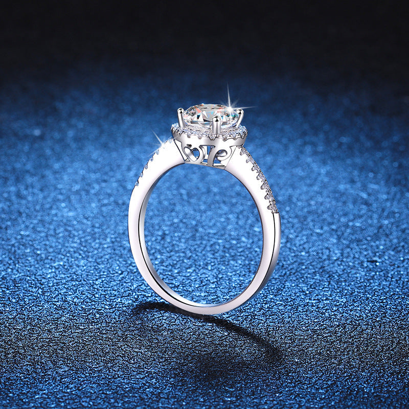 [Saipan]RADIANT ROUND HALO MOISSANITE ENGAGEMENT RING