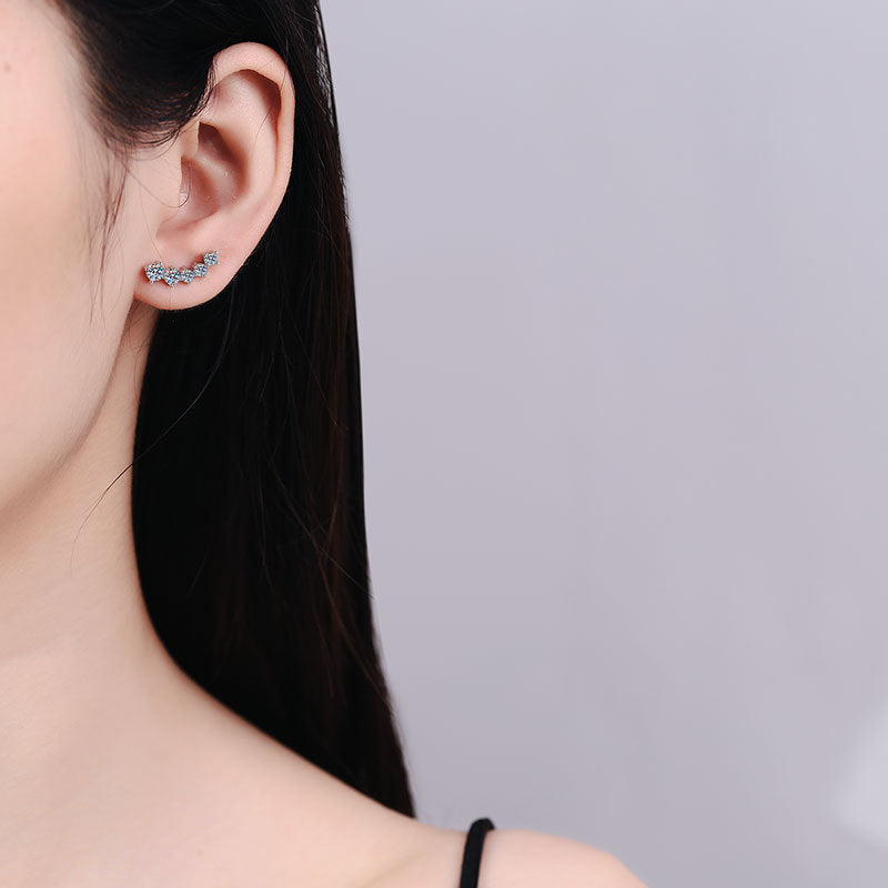 [Saipan]SPARKLING SMILE ARC MOISSANITE STUD EARRINGS