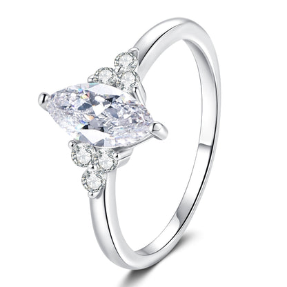 [Saipan]ELEGANT MARQUISE CUT MOISSANITE RING WITH SIDE ACCENTS