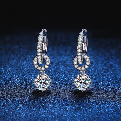 [Saipan]INTERLOCKING DOUBLE RING MOISSANITE DROP EARRINGS
