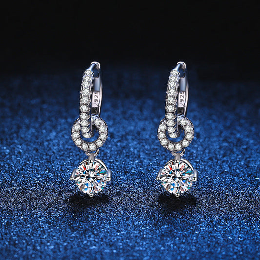 [Saipan]INTERLOCKING DOUBLE RING MOISSANITE DROP EARRINGS