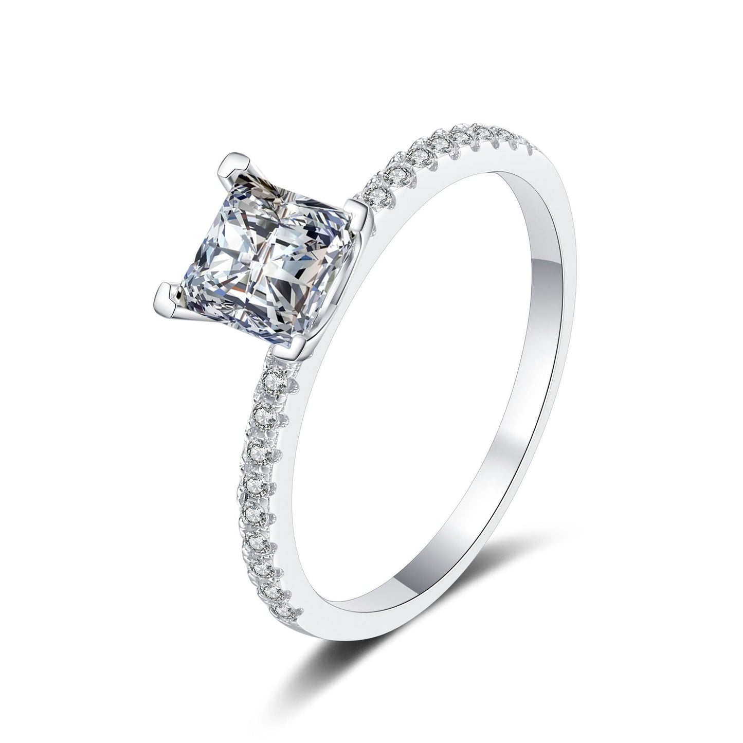 [Saipan]ELEGANT PRINCESS CUT MOISSANITE ENGAGEMENT RING
