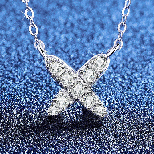 [Saipan]MODERN X-SHAPE PAVÉ MOISSANITE NECKLACE