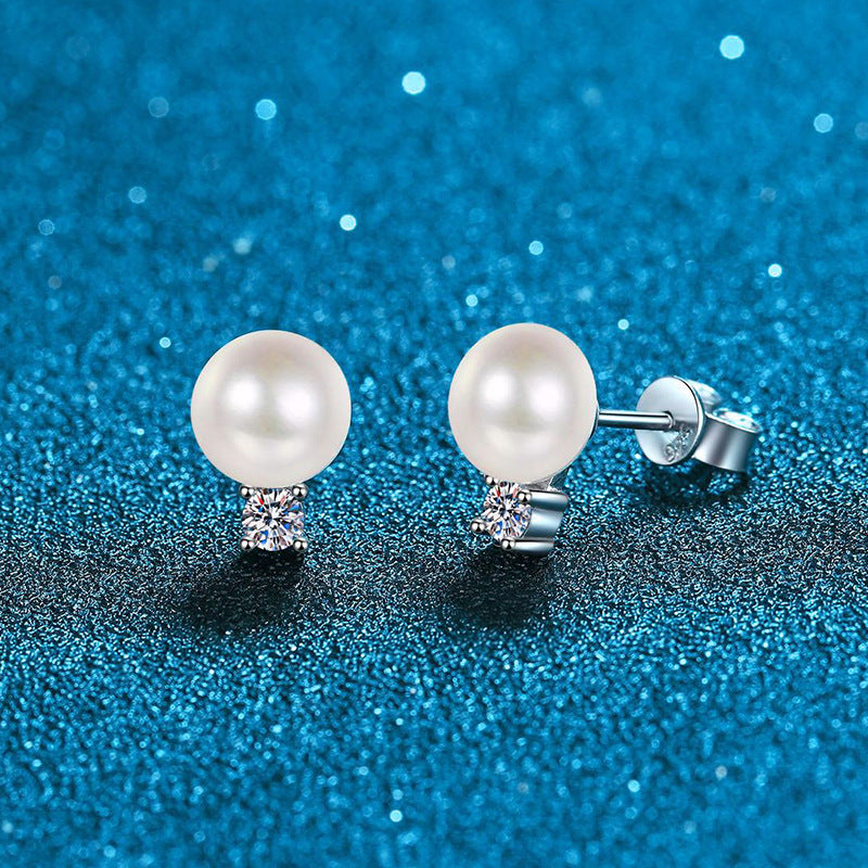 [Saipan]ELEGANT NATURAL PEARL & MOISSANITE DROP EARRINGS