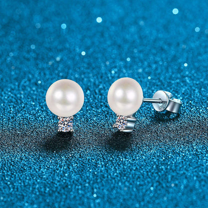 [Saipan]ELEGANT NATURAL PEARL & MOISSANITE DROP EARRINGS