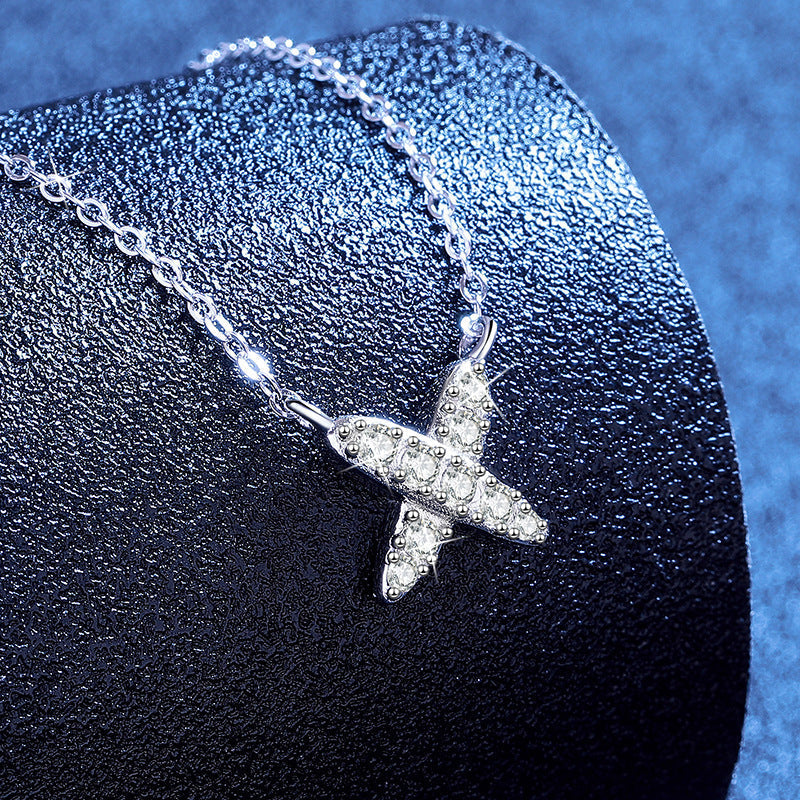 [Saipan]MODERN X-SHAPE PAVÉ MOISSANITE NECKLACE