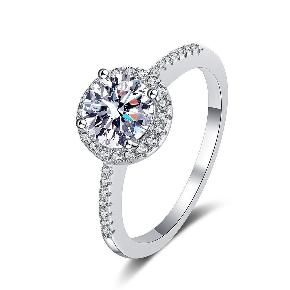 [Saipan]RADIANT ROUND HALO MOISSANITE ENGAGEMENT RING