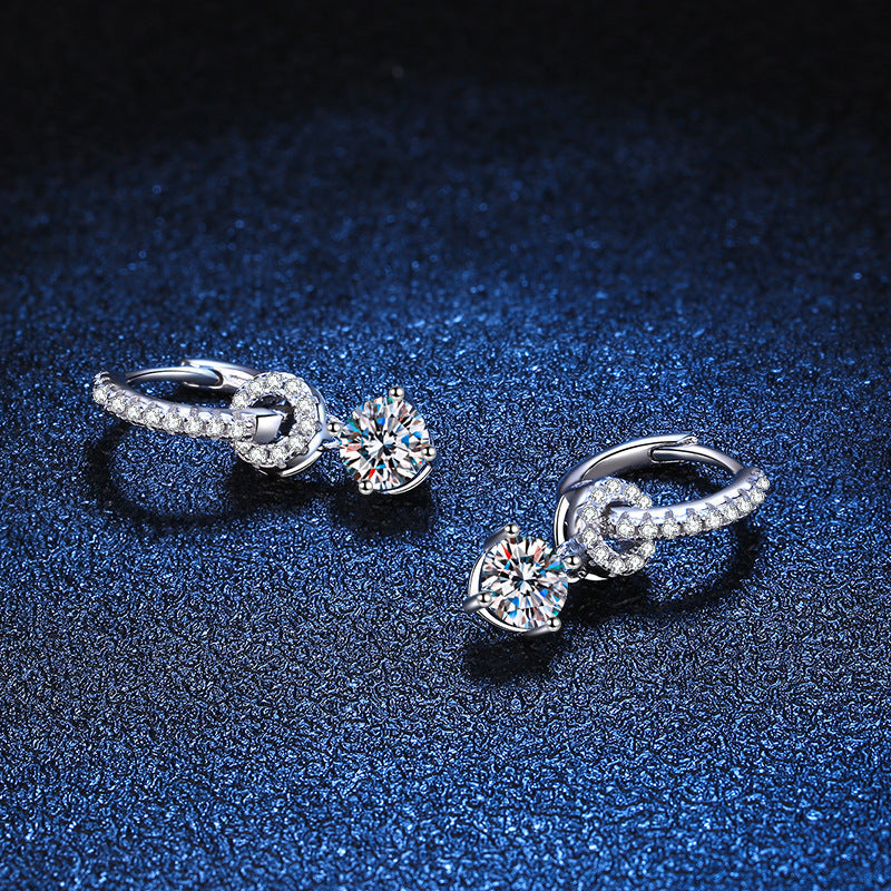 [Saipan]INTERLOCKING DOUBLE RING MOISSANITE DROP EARRINGS