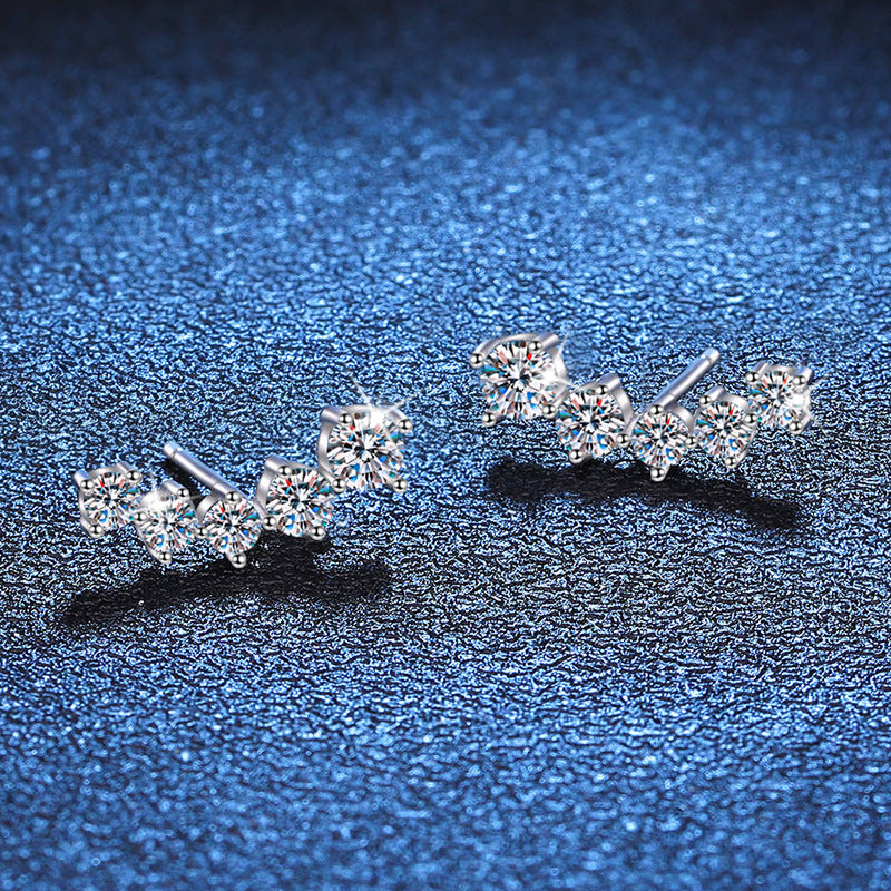 [Saipan]SPARKLING SMILE ARC MOISSANITE STUD EARRINGS
