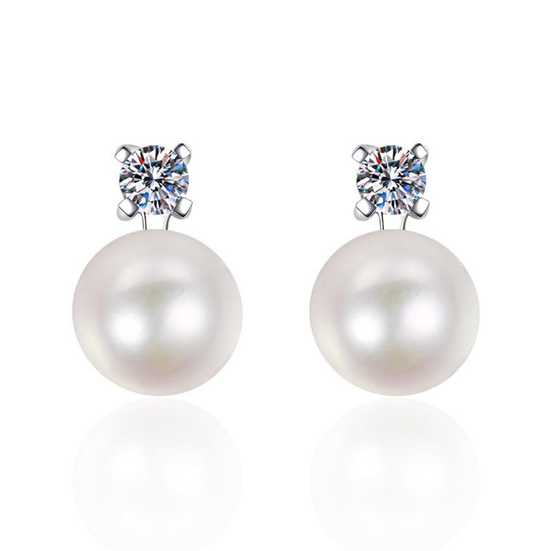 [Saipan]ELEGANT NATURAL PEARL & MOISSANITE DROP EARRINGS