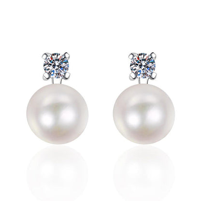 [Saipan]ELEGANT NATURAL PEARL & MOISSANITE DROP EARRINGS