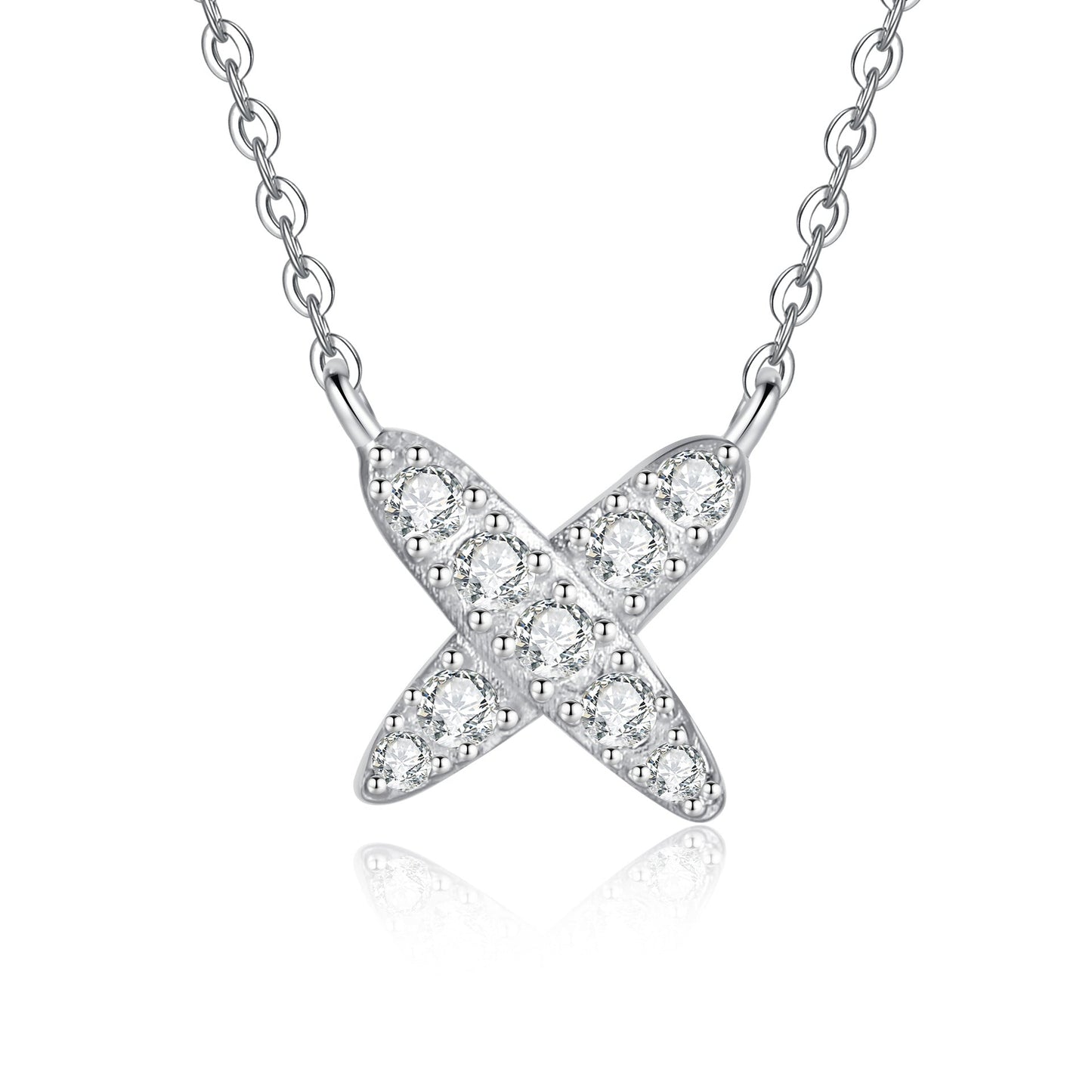 [Saipan]MODERN X-SHAPE PAVÉ MOISSANITE NECKLACE