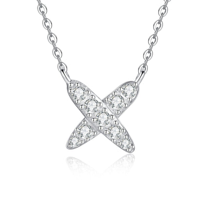 [Saipan]MODERN X-SHAPE PAVÉ MOISSANITE NECKLACE