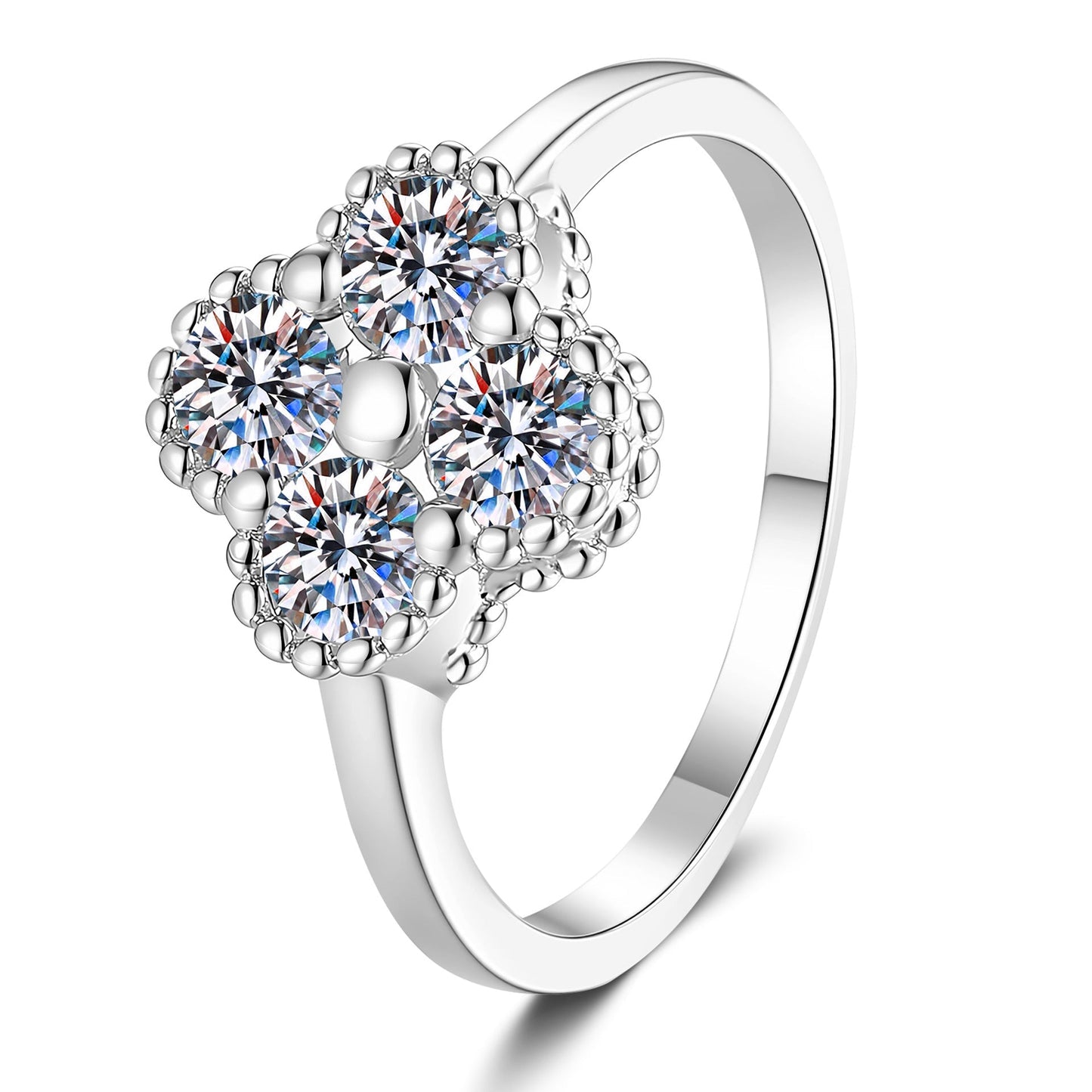 [Saipan]ELEGANT FOUR-LEAF CLOVER MOISSANITE RING