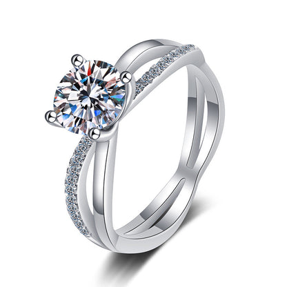 [Saipan]ELEGANT 4-PRONG CROSSOVER MOISSANITE ENGAGEMENT RING