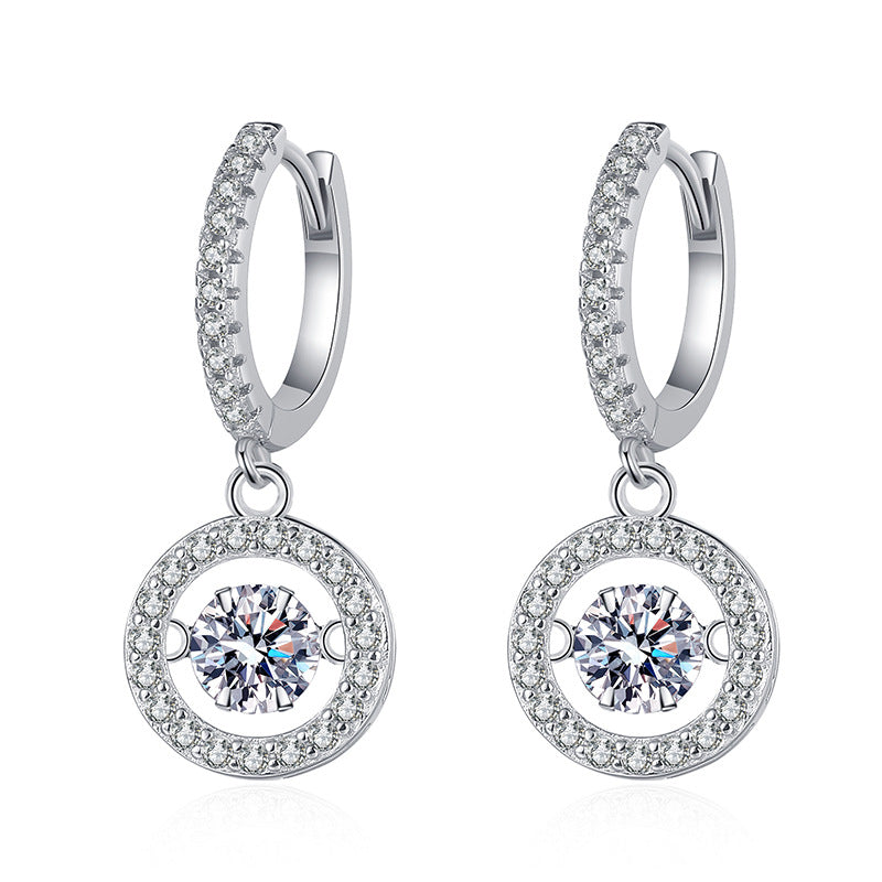 [Saipan]DANCING MOISSANITE HALO DROP HOOP EARRINGS