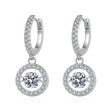 [Saipan]DANCING MOISSANITE HALO DROP HOOP EARRINGS