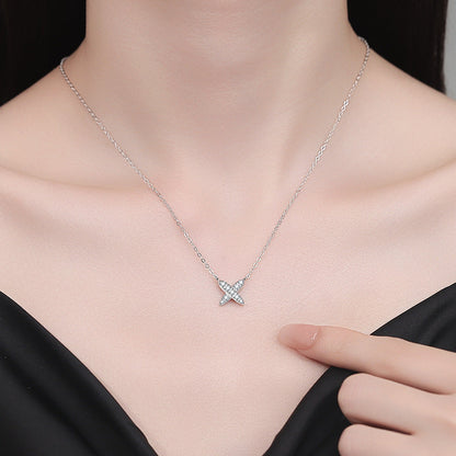 [Saipan]MODERN X-SHAPE PAVÉ MOISSANITE NECKLACE