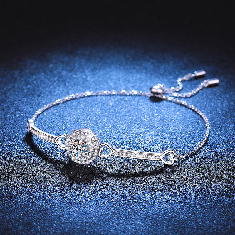 [Saipan]INTERLOCKING HEART & CIRCLE MOISSANITE BRACELET