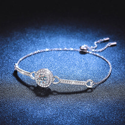 [Saipan]INTERLOCKING HEART & CIRCLE MOISSANITE BRACELET