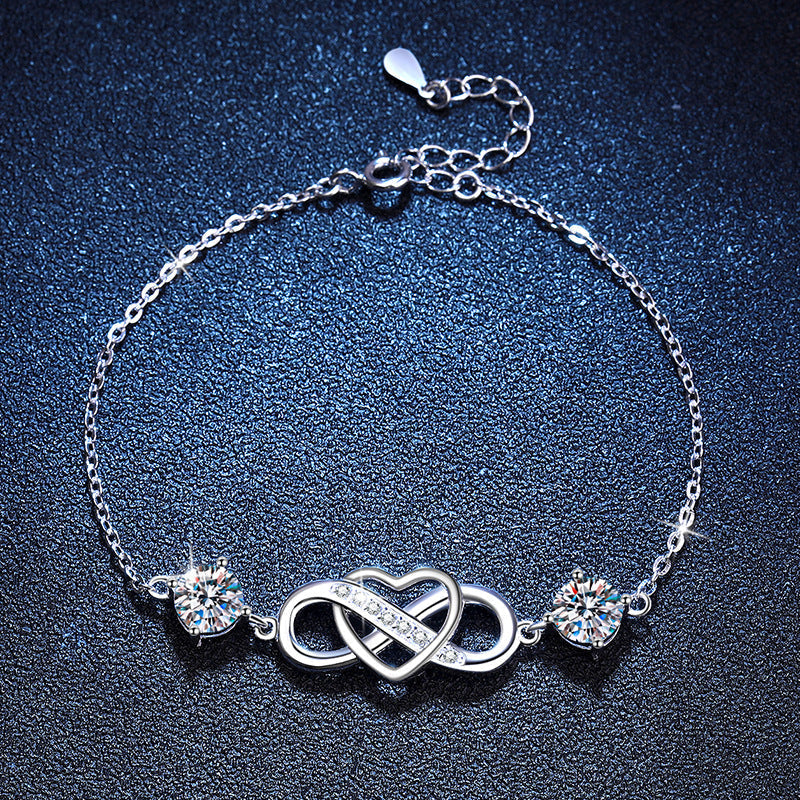[Saipan]DOUBLE-STONE "LOVE LINK" MOISSANITE BRACELET