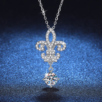 [Saipan]ROYAL FLEUR-DE-LIS MOISSANITE PENDANT NECKLACE