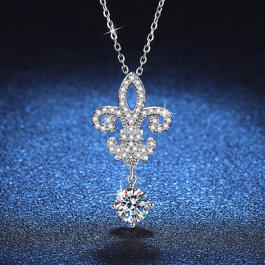 [Saipan]ROYAL FLEUR-DE-LIS MOISSANITE PENDANT NECKLACE