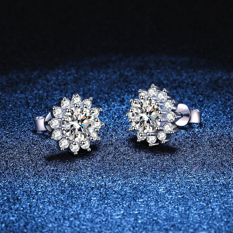 [Saipan]BLOOMING SUNFLOWER MOISSANITE STUD EARRINGS