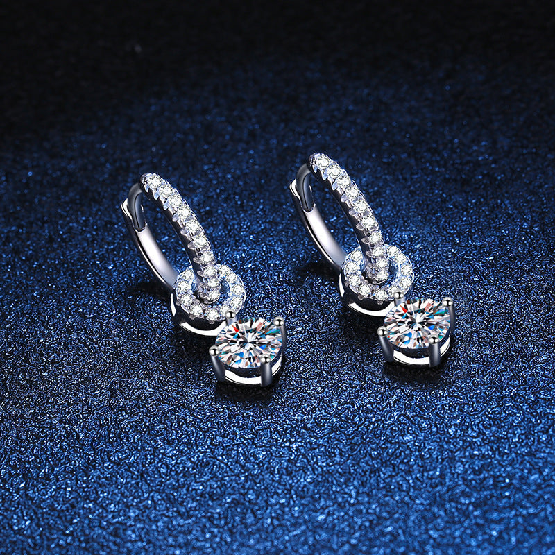 [Saipan]INTERLOCKING DOUBLE RING MOISSANITE DROP EARRINGS