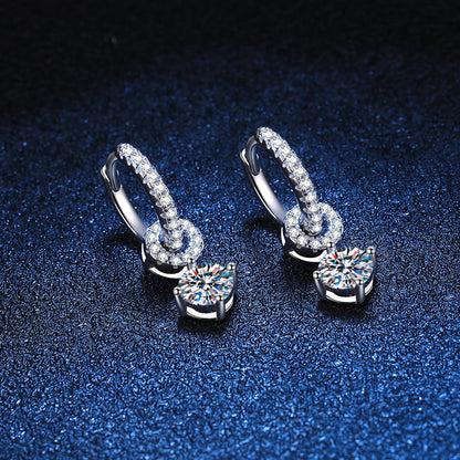 [Saipan]INTERLOCKING DOUBLE RING MOISSANITE DROP EARRINGS