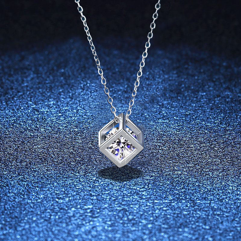 [Saipan]GEOMETRIC SUGAR-CUBE MOISSANITE NECKLACE