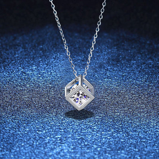 [Saipan]GEOMETRIC SUGAR-CUBE MOISSANITE NECKLACE
