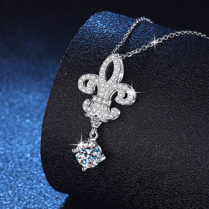 [Saipan]ROYAL FLEUR-DE-LIS MOISSANITE PENDANT NECKLACE