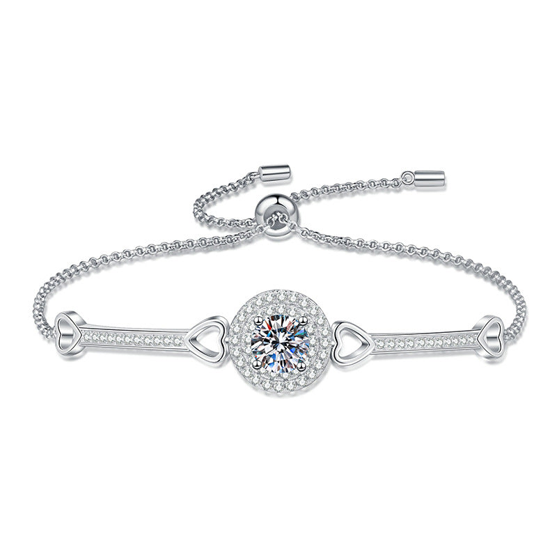 [Saipan]INTERLOCKING HEART & CIRCLE MOISSANITE BRACELET