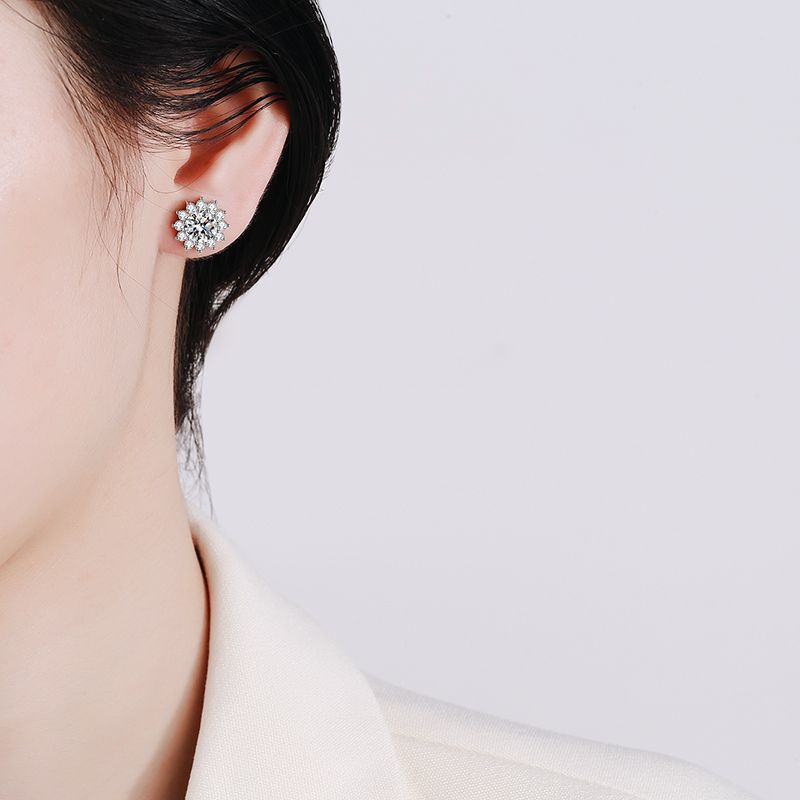 [Saipan]BLOOMING SUNFLOWER MOISSANITE STUD EARRINGS