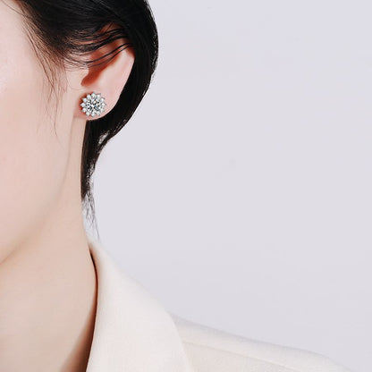 [Saipan]BLOOMING SUNFLOWER MOISSANITE STUD EARRINGS