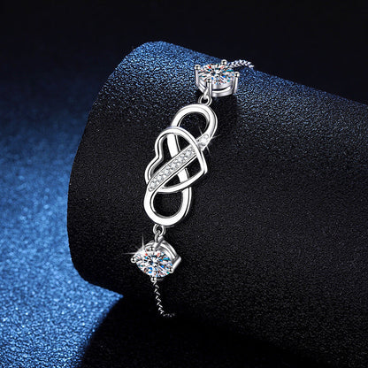 [Saipan]DOUBLE-STONE "LOVE LINK" MOISSANITE BRACELET