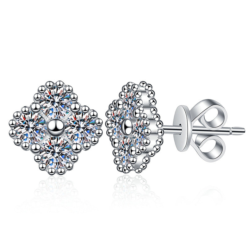 [Saipan]ELEGANT FOUR-LEAF CLOVER MOISSANITE STUD EARRINGS