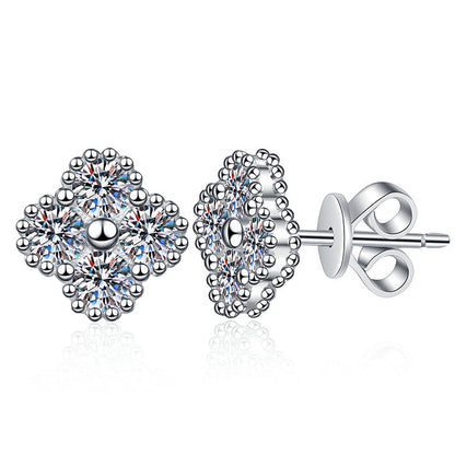 [Saipan]ELEGANT FOUR-LEAF CLOVER MOISSANITE STUD EARRINGS