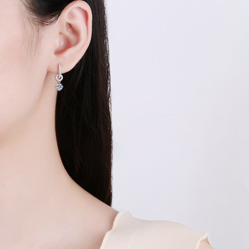 [Saipan]INTERLOCKING DOUBLE RING MOISSANITE DROP EARRINGS