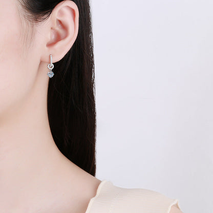 [Saipan]INTERLOCKING DOUBLE RING MOISSANITE DROP EARRINGS