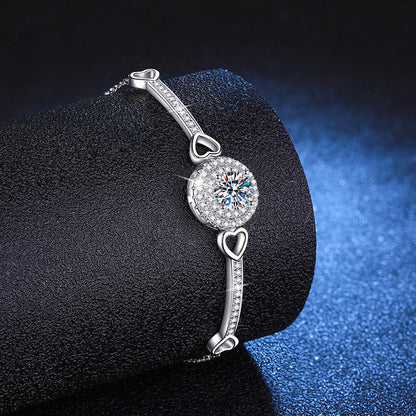 [Saipan]INTERLOCKING HEART & CIRCLE MOISSANITE BRACELET