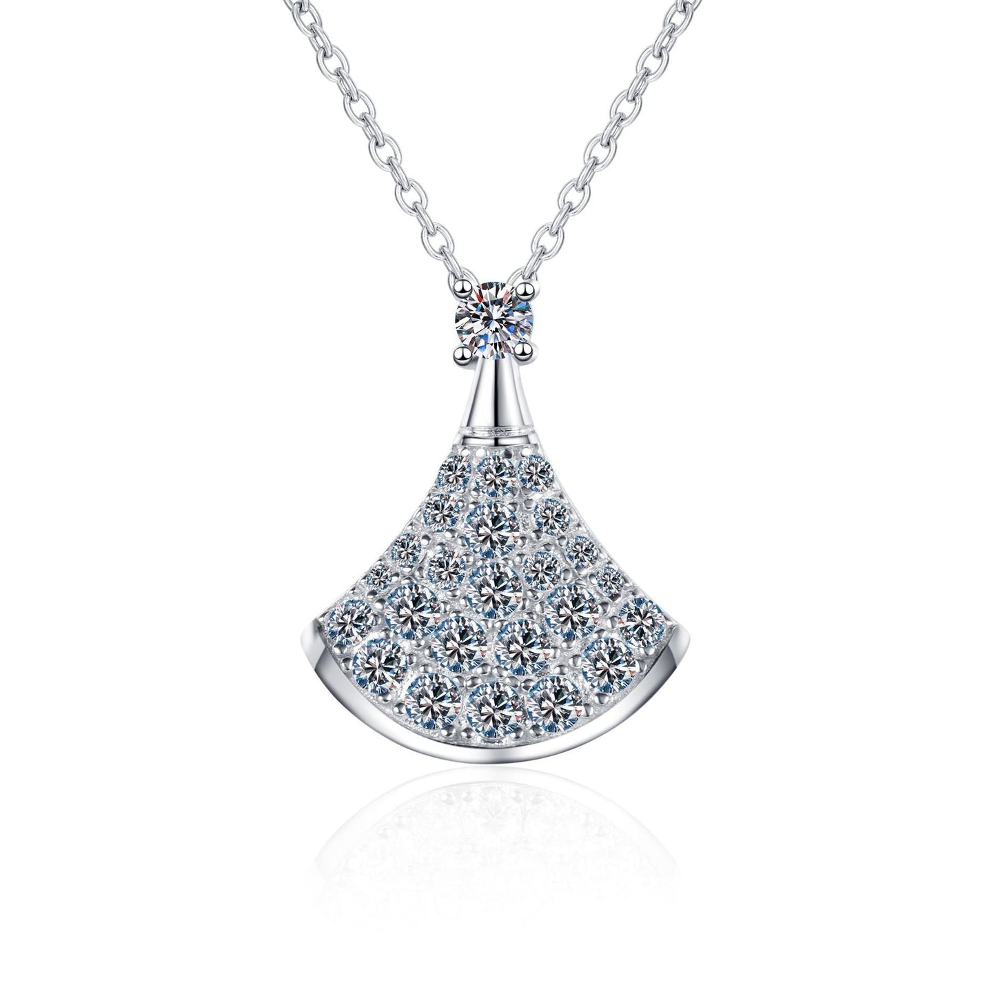 [Saipan]ELEGANT FAN-SHAPED MOISSANITE PENDANT NECKLACE